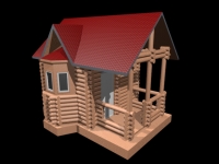 3D модель: Бревенчатый домик с эркером